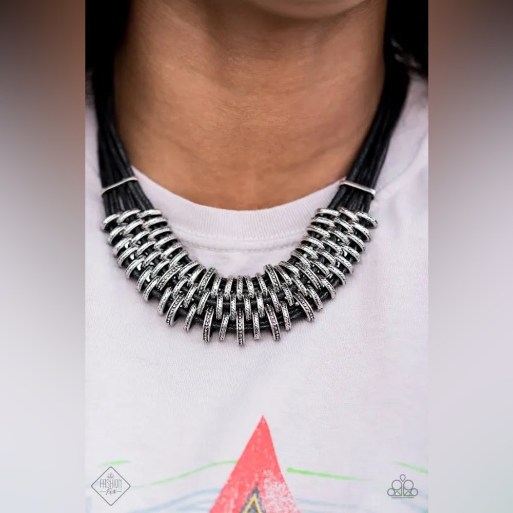 Paparazzi Jewelry - Lock Stock And Sparkle Silver Necklace - Vintage